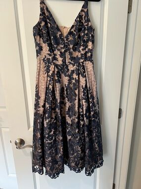 Eliza J Navy Lace with Blush Lining Cocktail Dress